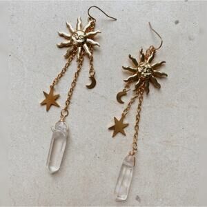 Astra Sunburst Celestial Sun Boho Crystal Earrings